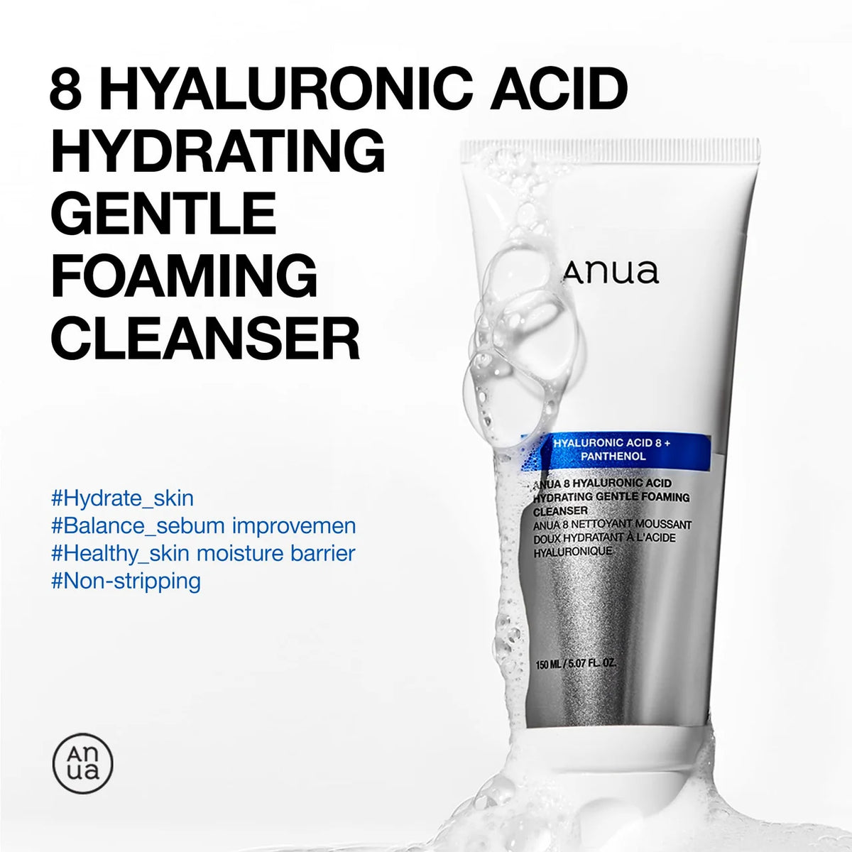Anua Hyaluronic Acid & Panthenol Hydrating Gentle Foaming Cleanser 150 ML.